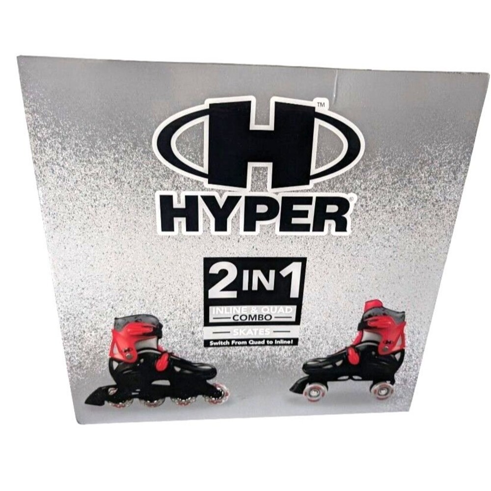 Hyper 2-in-1 Combo Quad and Inline Skates for Kids Adjustable Sizing Red Black